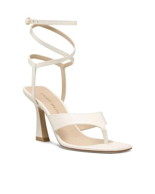 Stuart Weitzman White Vinnie Wrap Thong 85