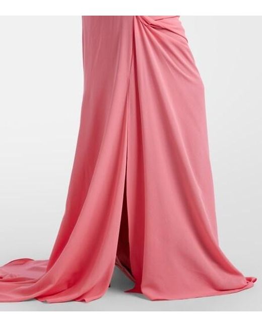 Alex Perry Pink Draped Silk Gown