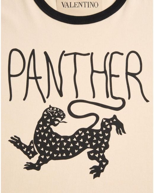 Valentino Natural Panther Printed Crewneck T-Shirt for men