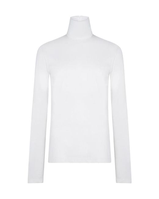 Dolce & Gabbana White Logo High-Neck T-Shirt for men