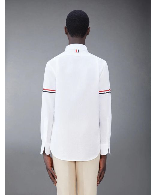 Thom Browne White Rwb Striped Long-Sleeved Shirt for men