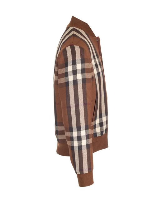Burberry Brown Checked Wool-Blend Bomber Jacket for men