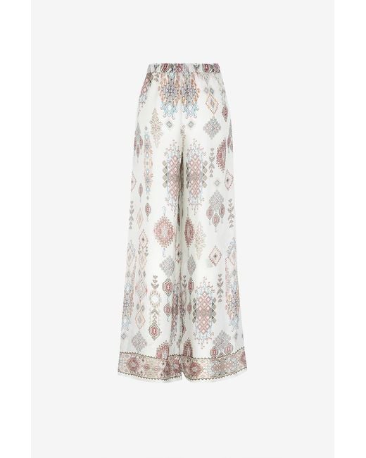 Ermanno Scervino White Patterned Wide-Leg Pants