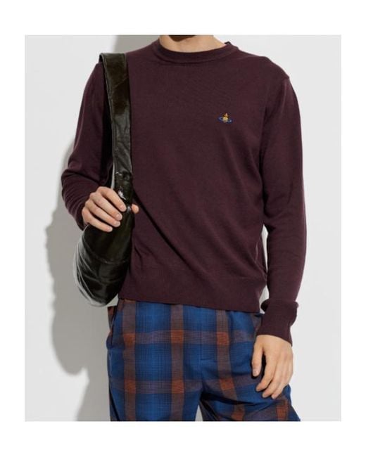 Vivienne Westwood Purple Long-Sleeve Crew-Neck Sweater for men