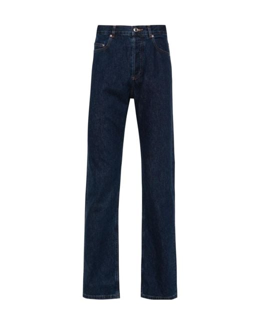 A.P.C. Blue High-Rise Straight-Leg Jeans for men