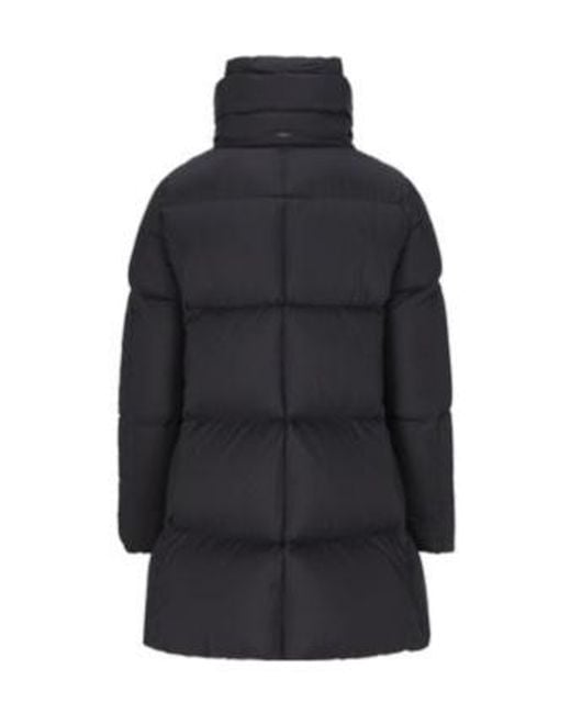 Herno Blue High Neck Zip-Up Coat