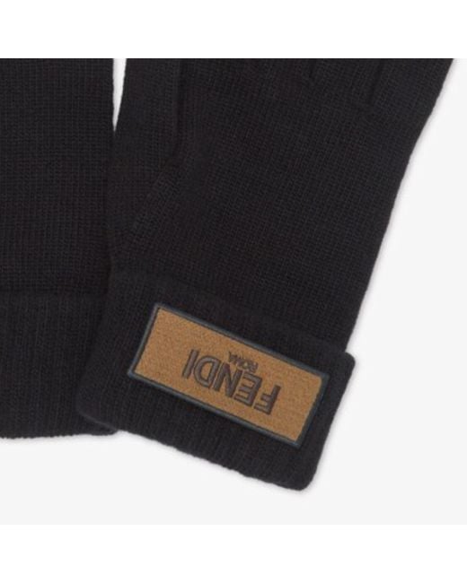 Fendi Black Woollen Gloves for men