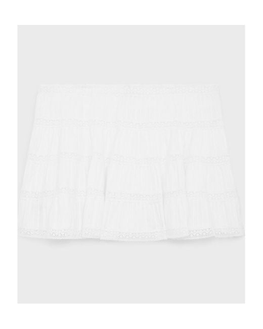 Céline White Mini Skirt With Embroidered Trims