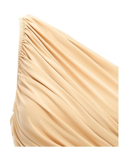 Norma Kamali Natural Draped One-Shoulder Top