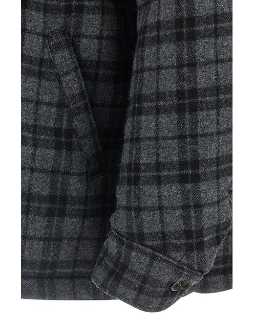 Willy Chavarria Gray Check Quilted Overshirt Jacket for men