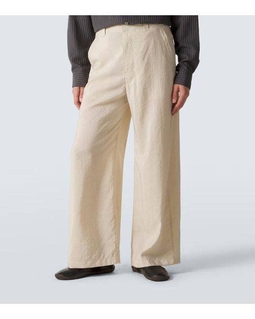 Lemaire Natural Silk-Blend Wide-Leg Pants for men