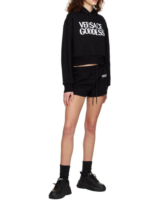 Versace Black Goddess Printed Drawstring Hoodie