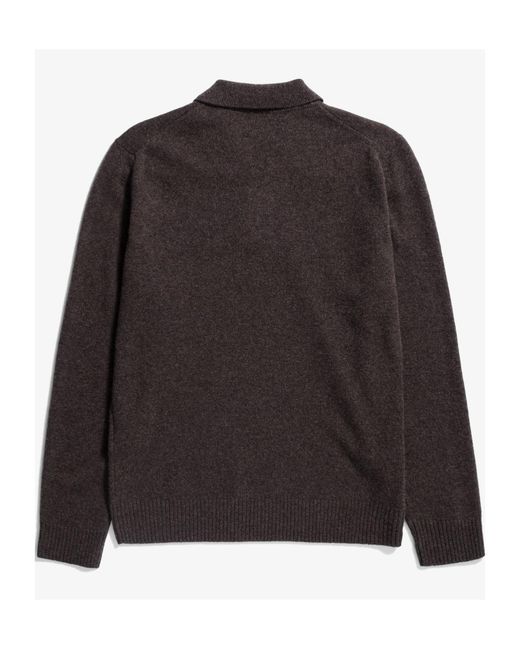 Norse Projects Brown Long-Sleeved Wool Polo Shirt for men
