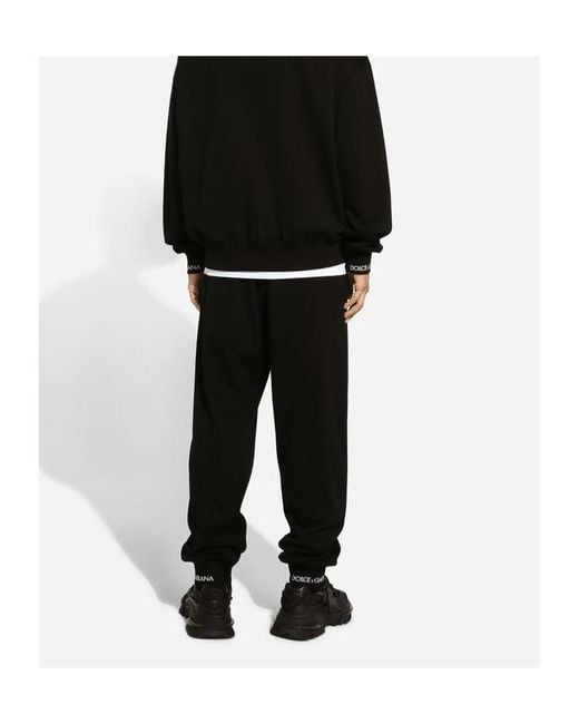 Dolce & Gabbana Black Logo Patch Drawstring Pants for men
