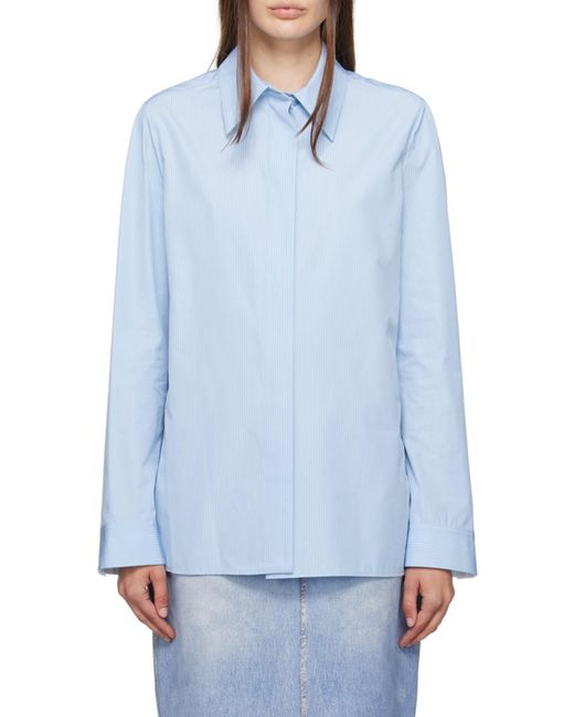 Jil Sander Blue Long Sleeved Striped Shirt