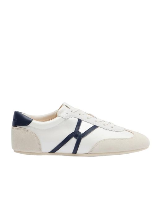 Veronica Beard White Leather-Trimmed Canvas Sneakers