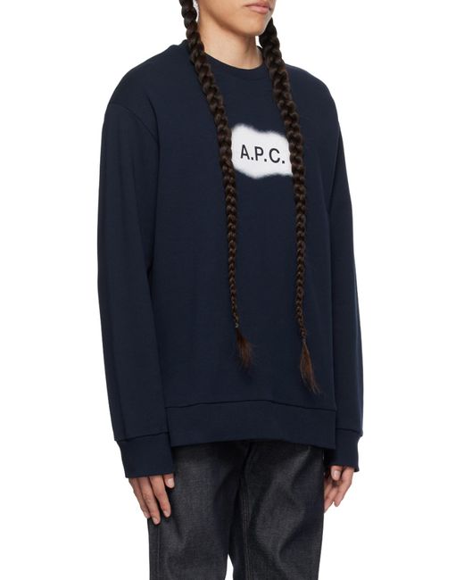 A.P.C. Blue Logo-Printed Crewneck Sweatshirt for men