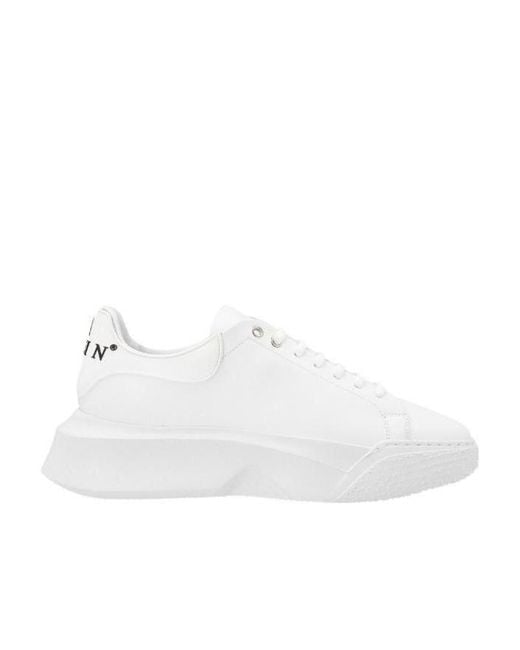 Philipp Plein White Platform Laced Casual Sneakers for men