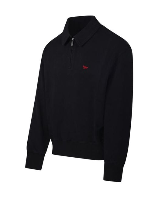 Maison Kitsuné Blue Polo-Collar Sweatshirt for men