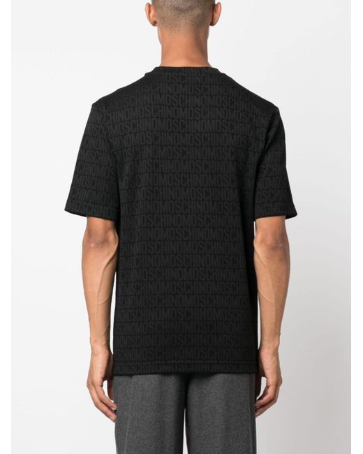 Moschino Black Jacquard Logo-Motif T-Shirt for men