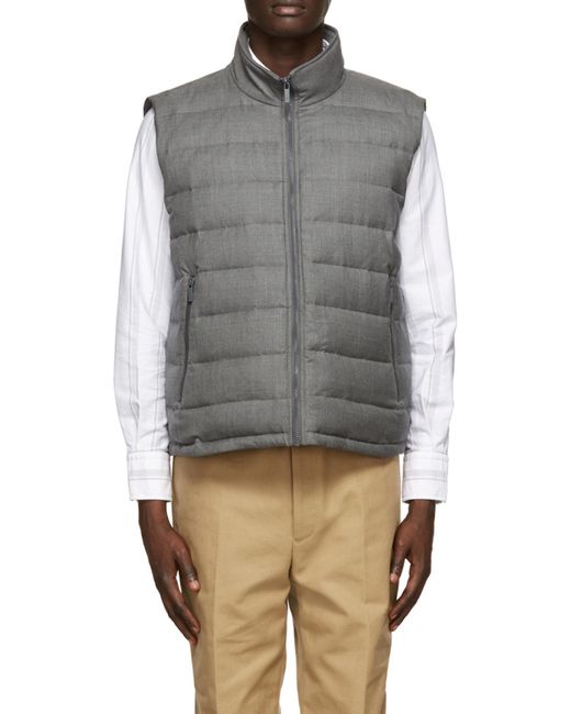 Thom Browne Gray Super 120S Down-Filled Ski Vest for men