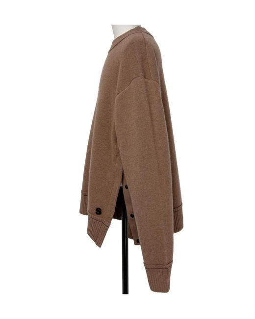 Sacai Brown Long Sleeved Crewneck Knitted Jumper for men