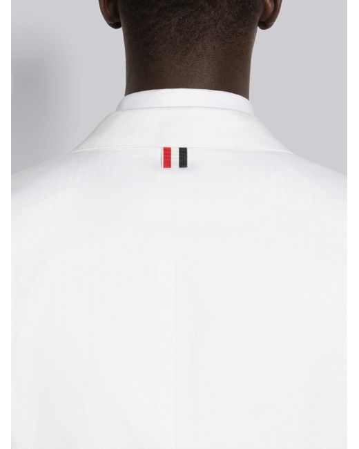Thom Browne White Striped Single-Breasted Blazer for men