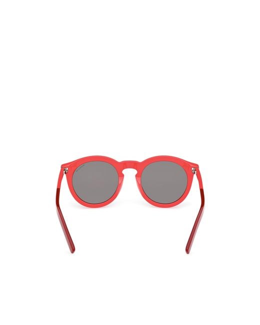 Moncler Red Eyewear Round Frame Sunglasses for men