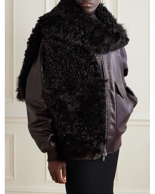Nour Hammour Black Shearling Scarf