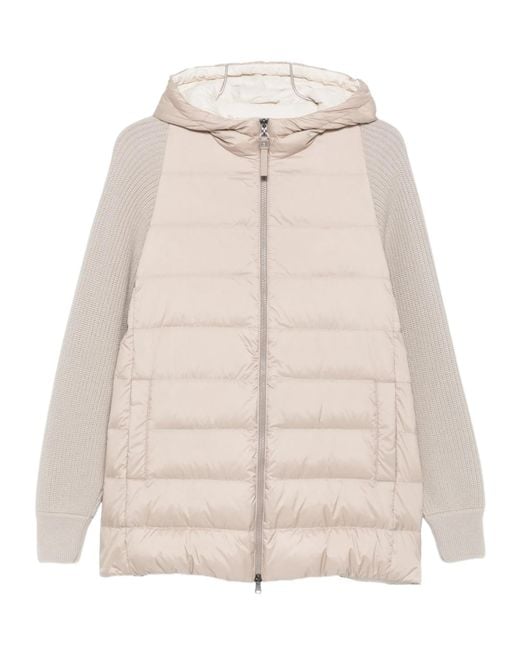Brunello Cucinelli Natural Shiny Zipped Pull Down Jacket