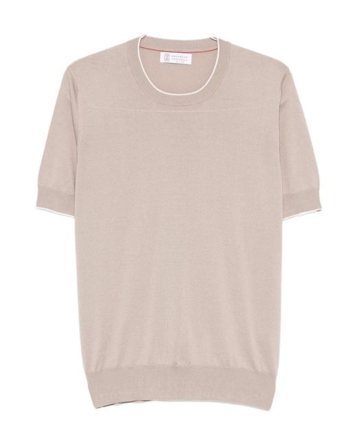 Brunello Cucinelli White Short Sleeve Crewneck T-Shirt for men