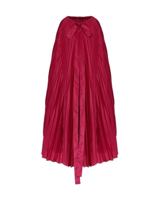 Valentino Red Tie Detailed Pleated Cape