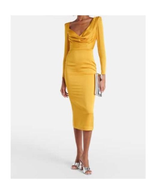 Alex Perry Yellow Flowing Midi Dress
