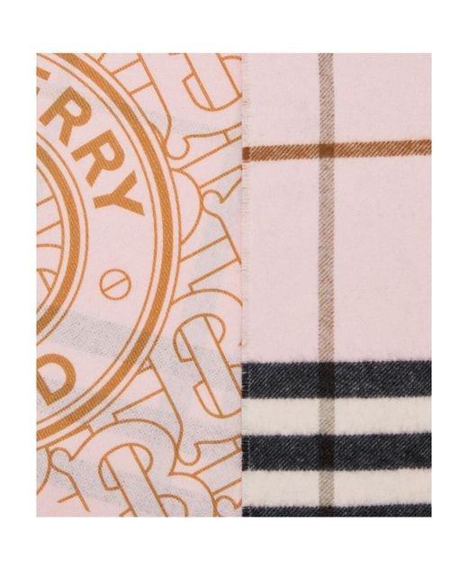 Burberry Pink Tb Logo-Print Reversible Check Scarf for men
