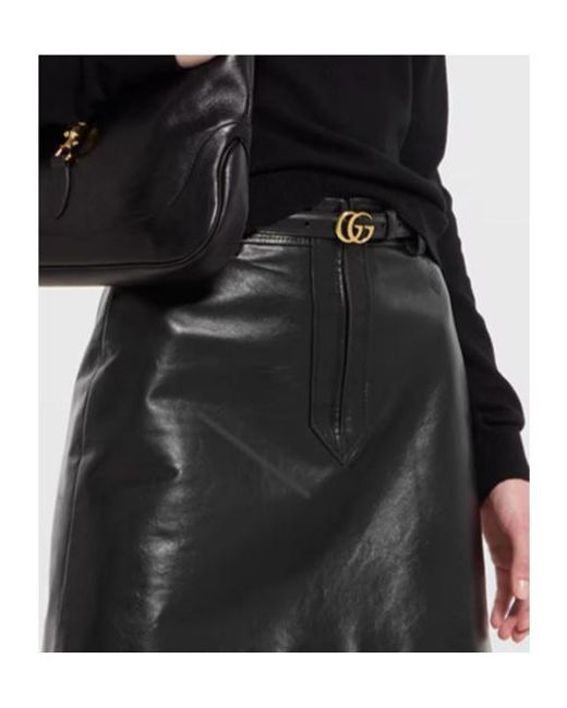Gucci Gray Gg Marmont Thin Belt