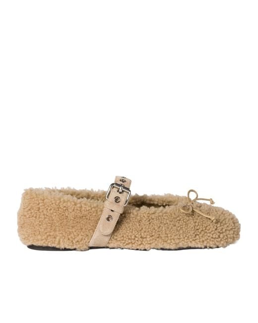 Miu Miu Natural Shearling Ballerinas