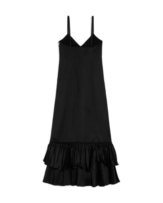 Jil Sander Black Silk Blend Ruffle Dress