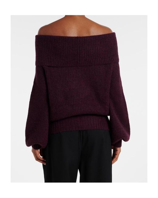 Jardin Des Orangers Purple Off-Shoulder Cashmere And Silk Sweater
