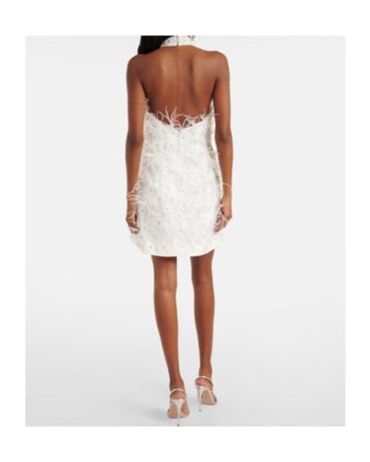 Rebecca Vallance White Bridal Meha Feather-Trimmed Minidress