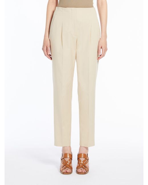 Max Mara Natural Logo Patch Straight Leg Pants