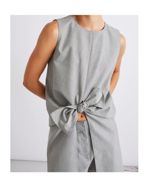 Marella Gray Long Wool And Silk Top