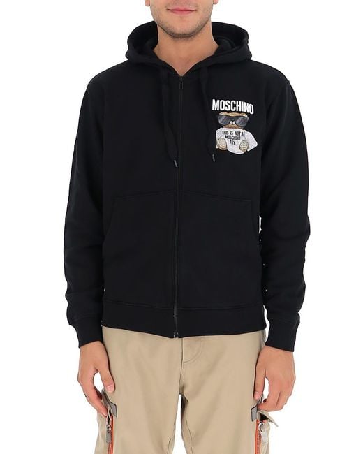 Moschino Black Toy Bear Print Hoodie for men