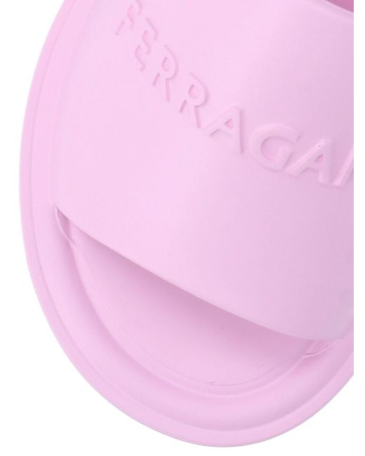 Ferragamo Purple Ferragamo Logo Embossed Slip-On Slides