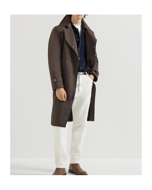 Brunello Cucinelli Blue Cashmere Cardigan With Shirt-Style Collar And Buttons for men