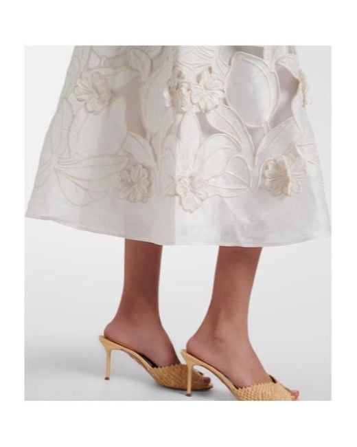 Leo White Aubrey Floral-Appliqué Linen-Blend Shirt Dress