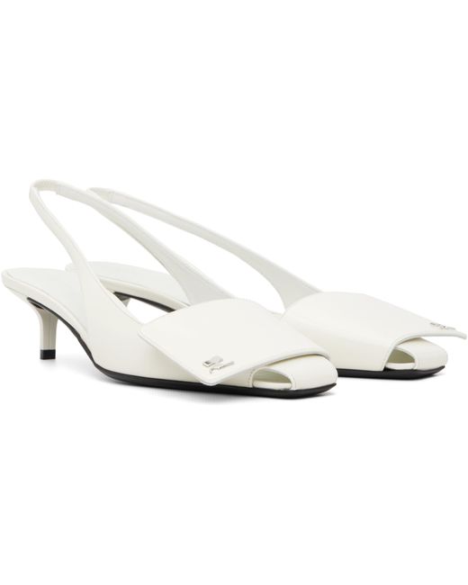 Courreges White Courrèges Fold Iced Leather Slingback Pumps