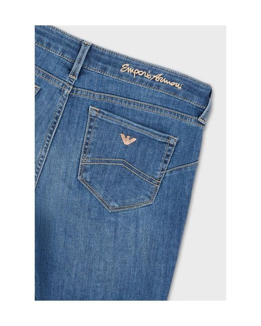Emporio Armani Blue Embroidered-Logo Skinny Jeans
