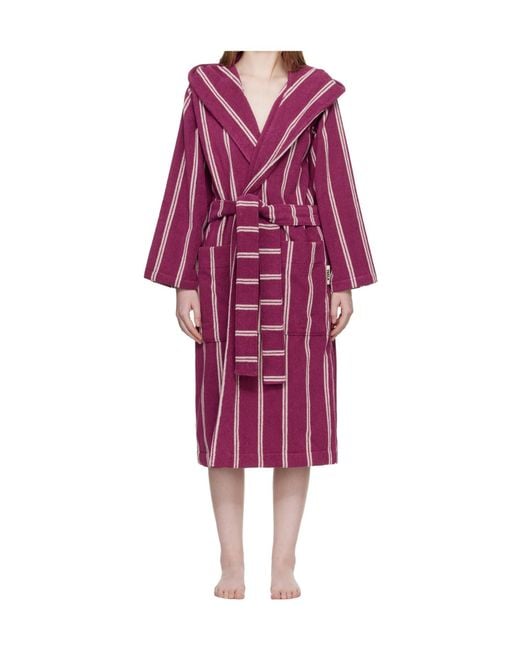 Tekla Red Hooded Bathrobe for men