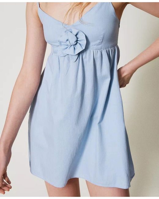 Twinset Blue Floral-Appliqué Sundress