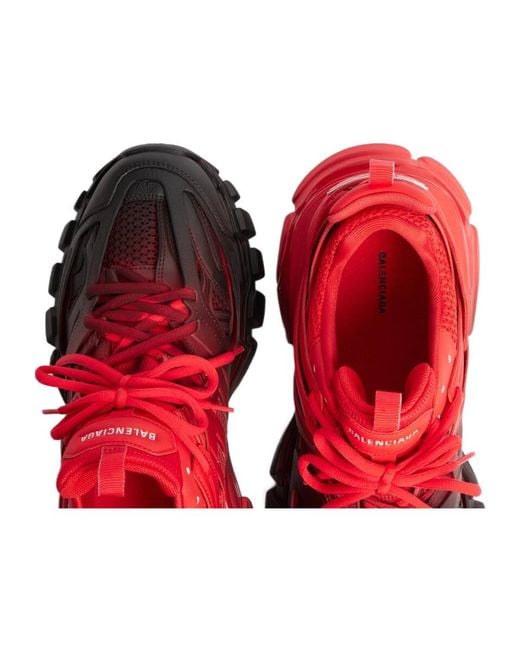 Balenciaga Red Track Gradient Lace-Up Sneakers for men